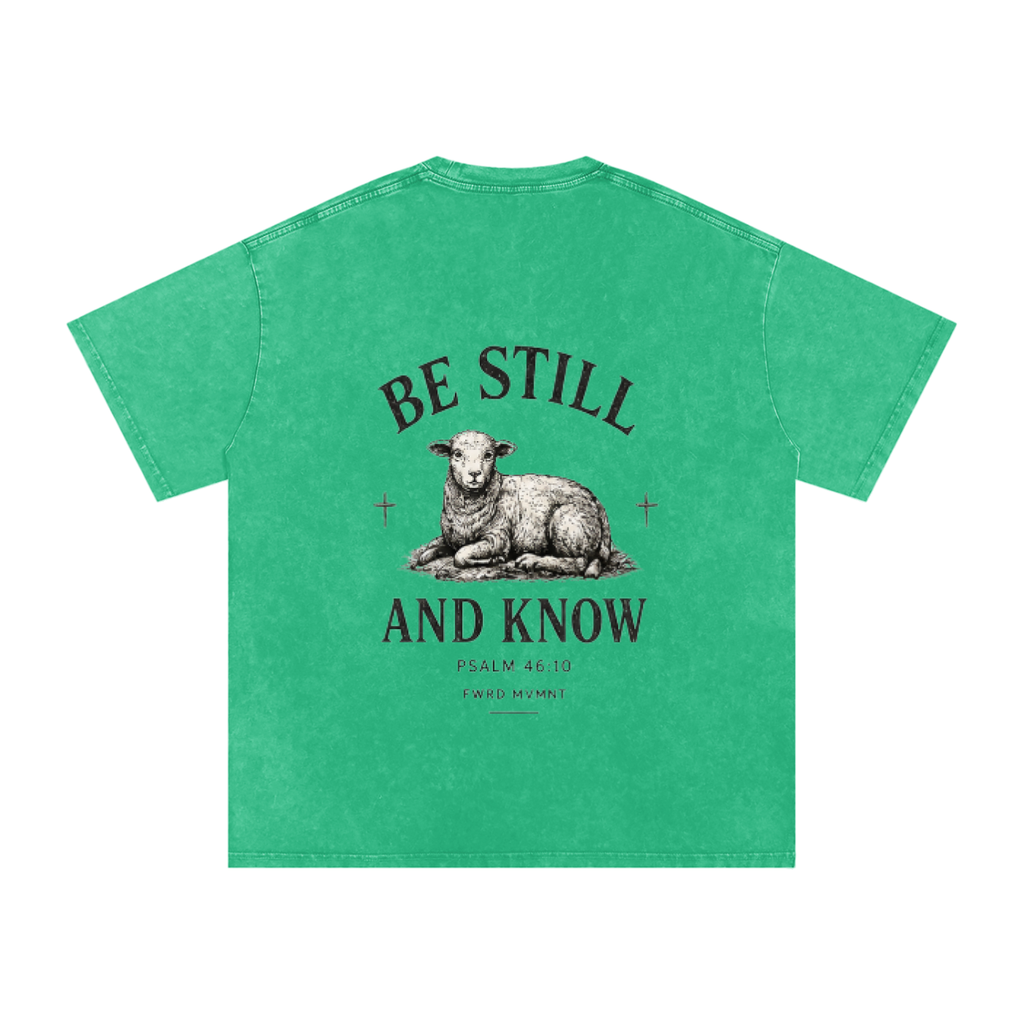 Psalm 46:10 Snow Washed Oversized Tee