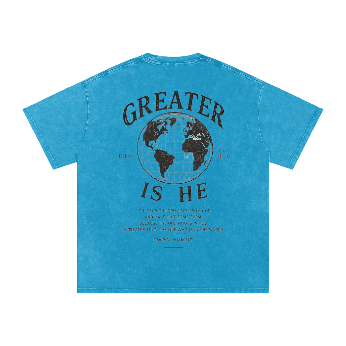 1 John 4:4 Snow Washed Oversized Tee