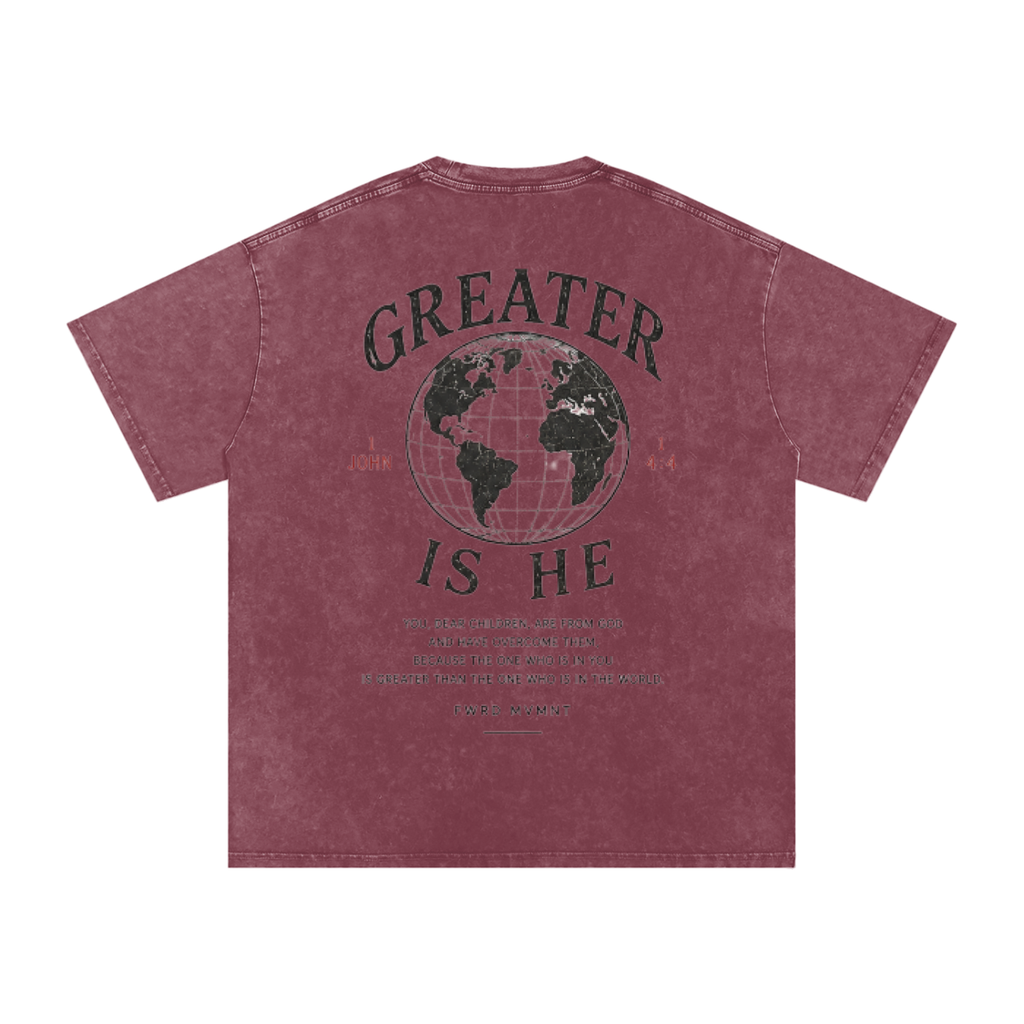 1 John 4:4 Snow Washed Oversized Tee