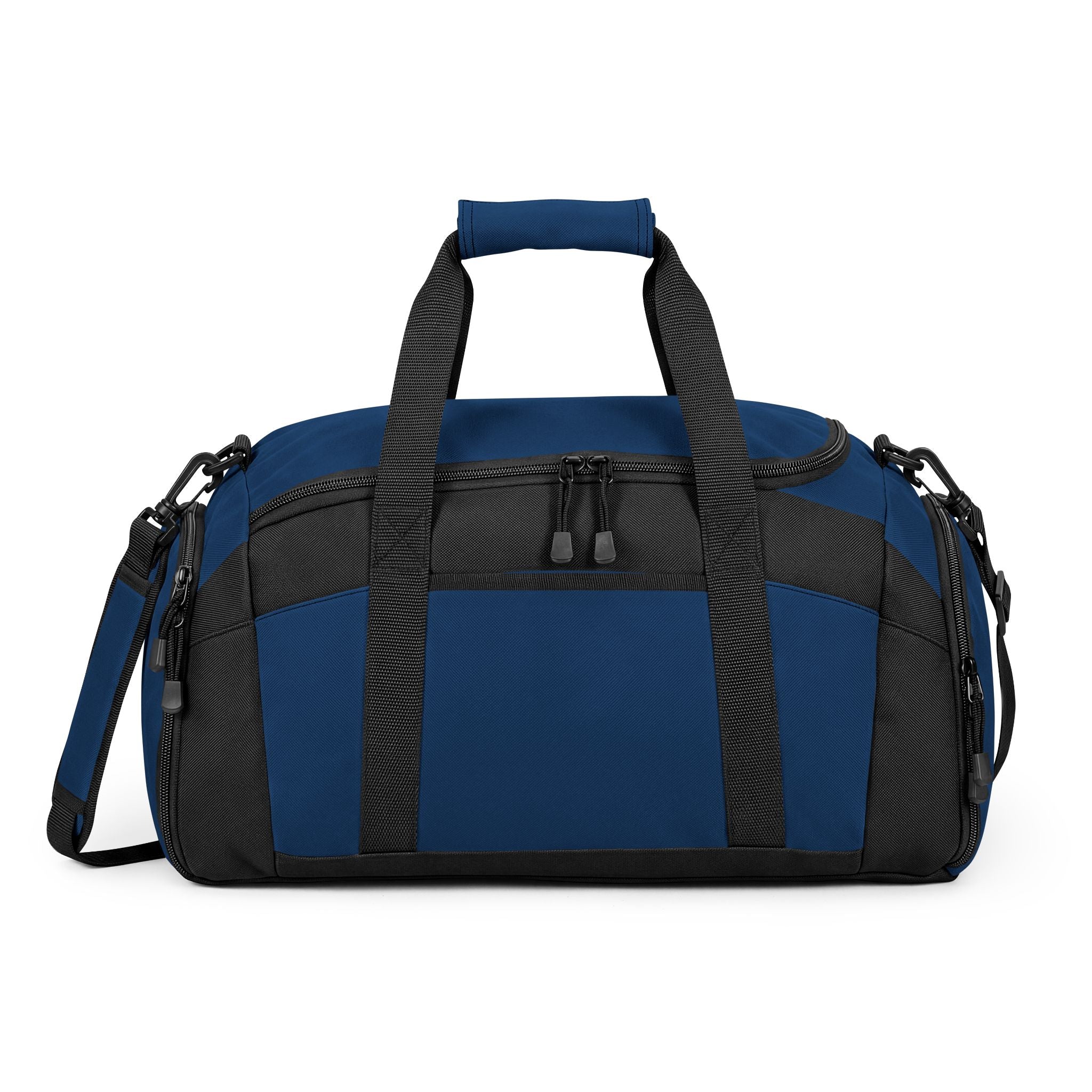 Black Performance Gym Bag — Durable Duffle with Logo Accent