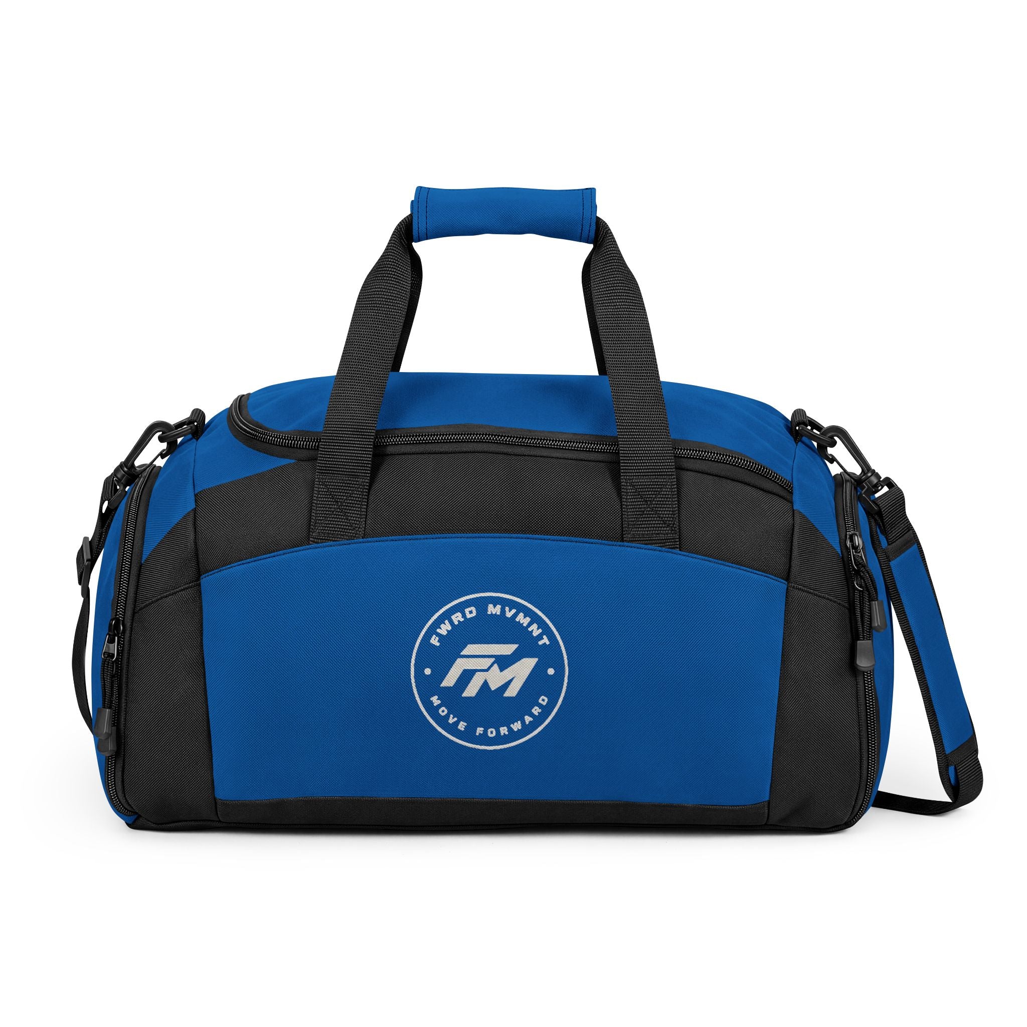 Black Performance Gym Bag — Durable Duffle with Logo Accent