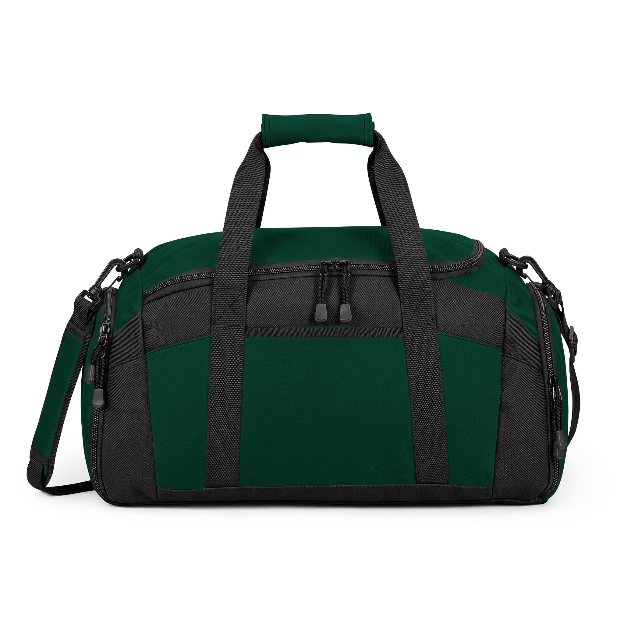 Black Performance Gym Bag — Durable Duffle with Logo Accent