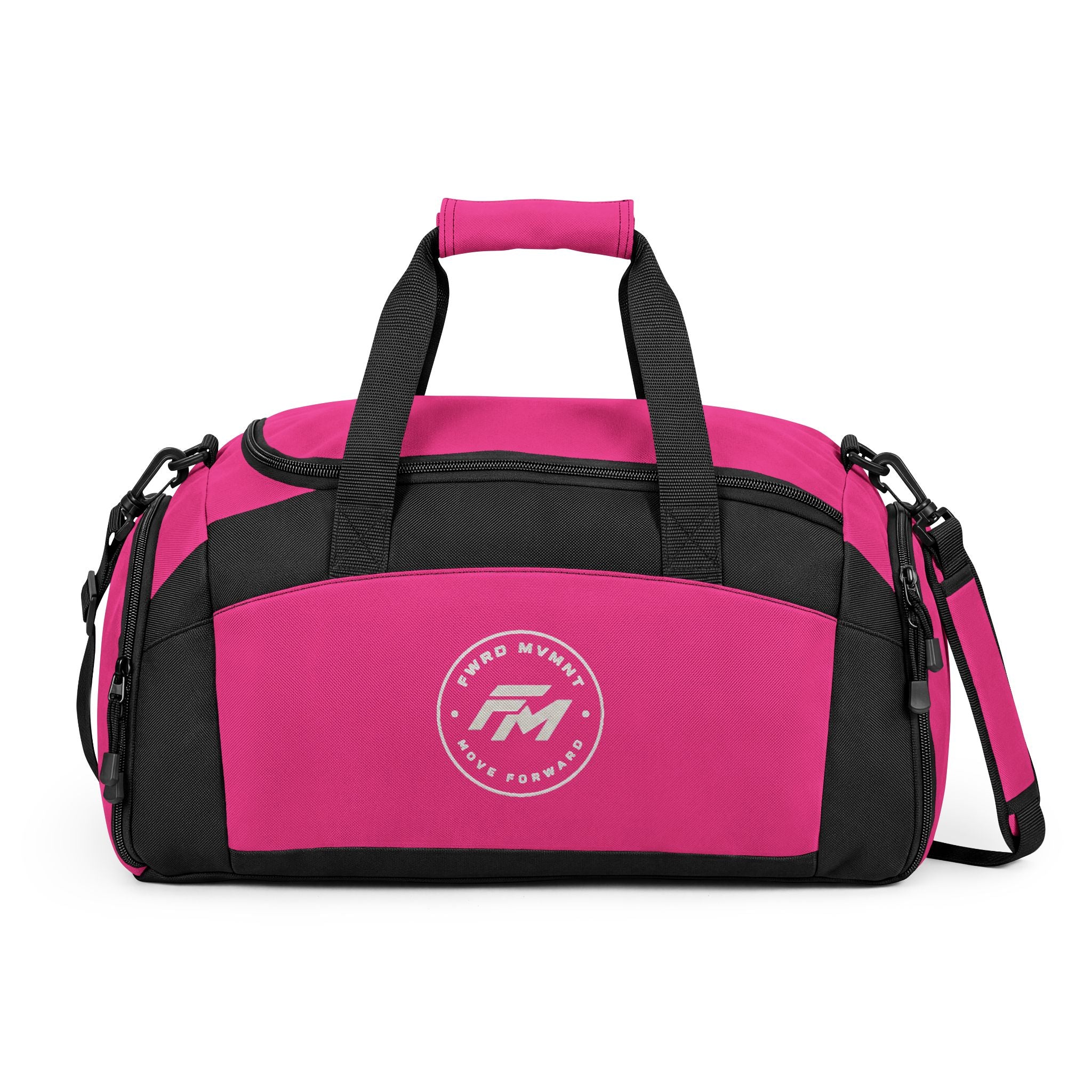 Black Performance Gym Bag — Durable Duffle with Logo Accent