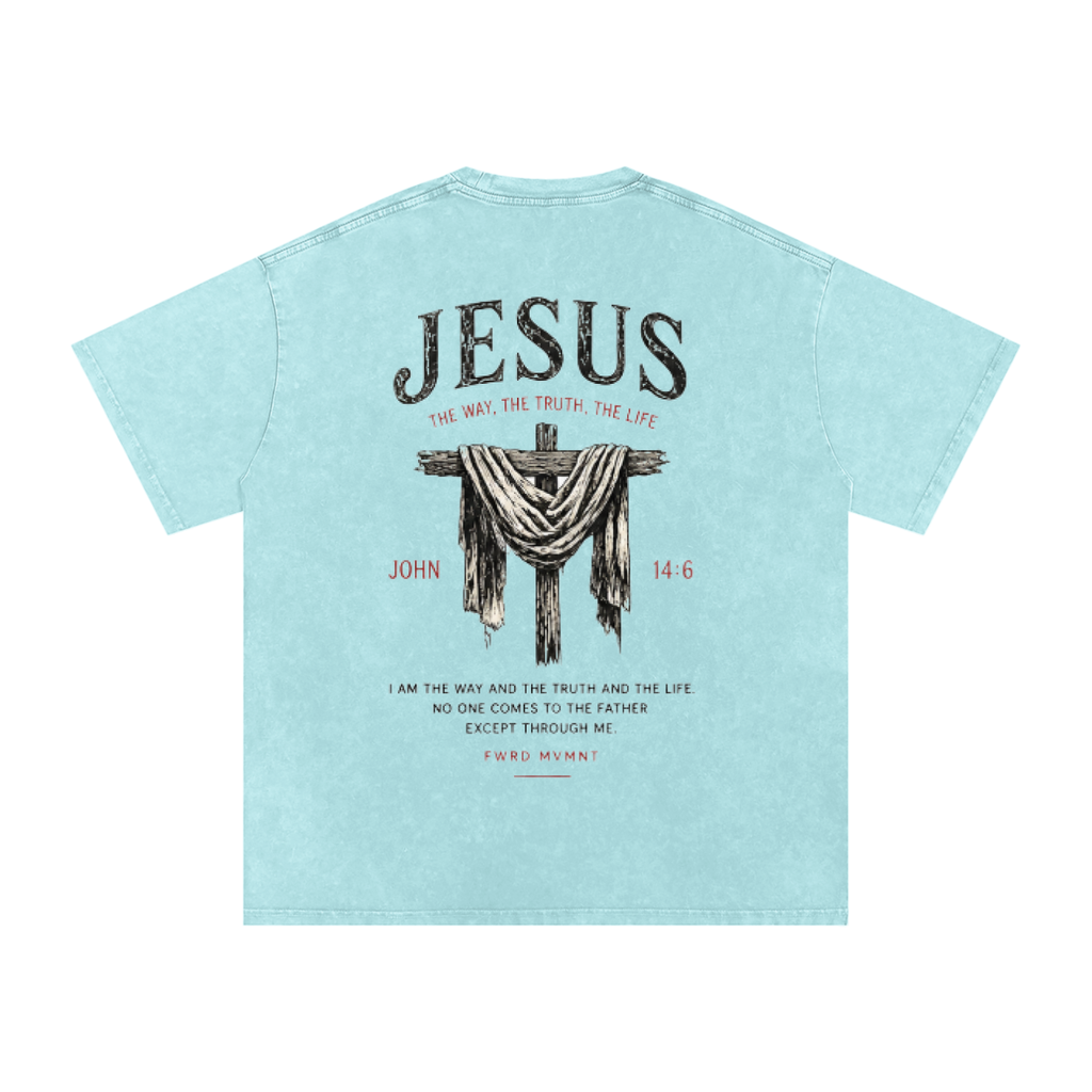 John 14:6 Snow Washed Oversized Tee