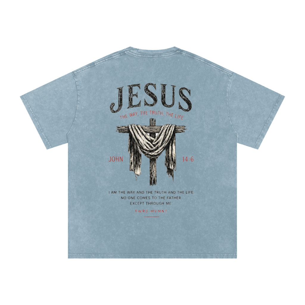 John 14:6 Snow Washed Oversized Tee