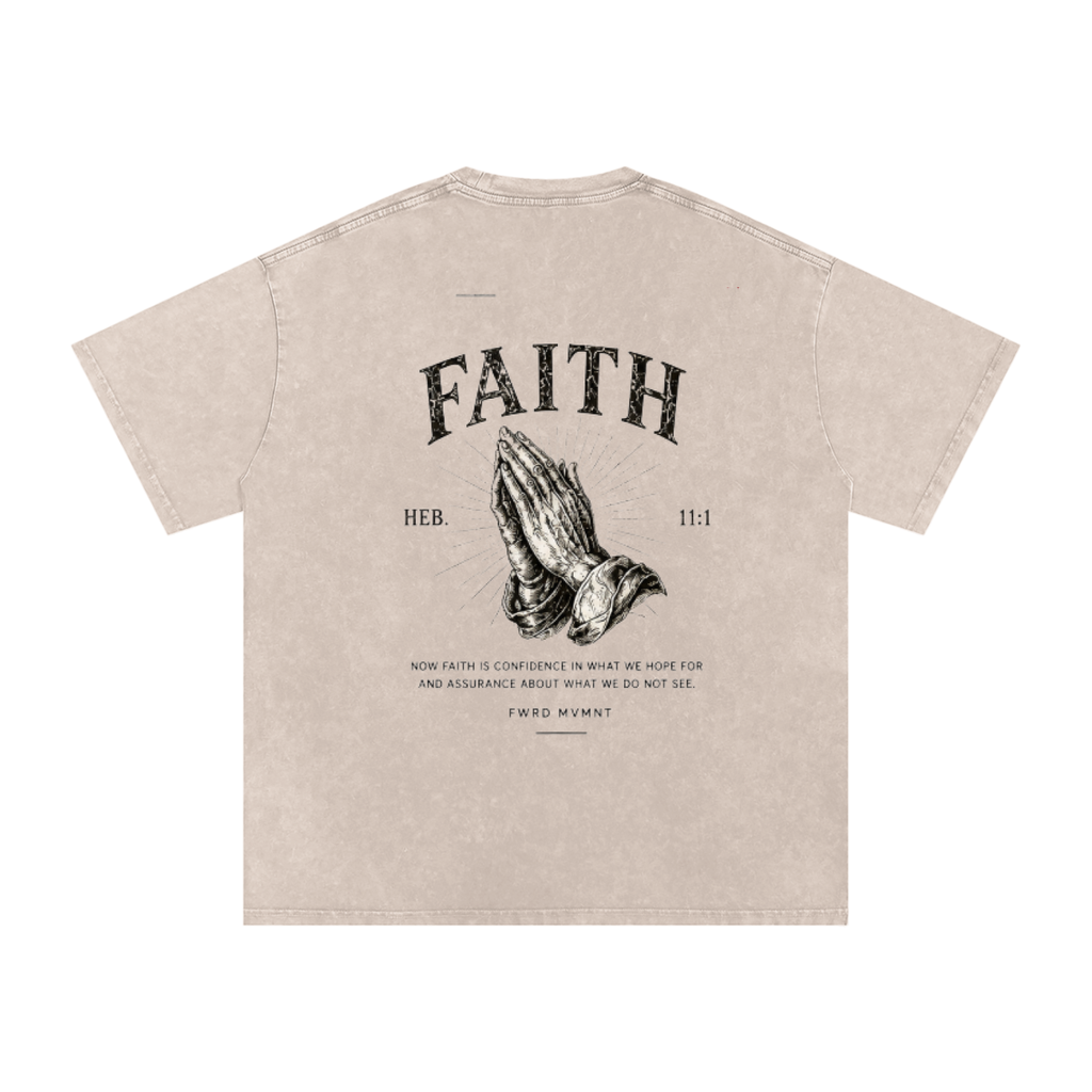 Hebrews 11:1 - Snow Washed Oversized Cotton T-Shirt