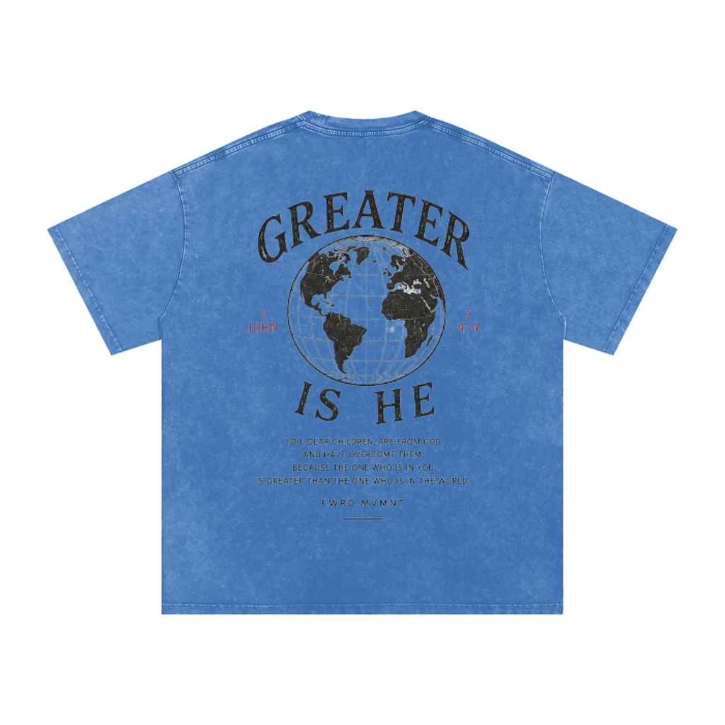 1 John 4:4 Snow Washed Oversized Tee