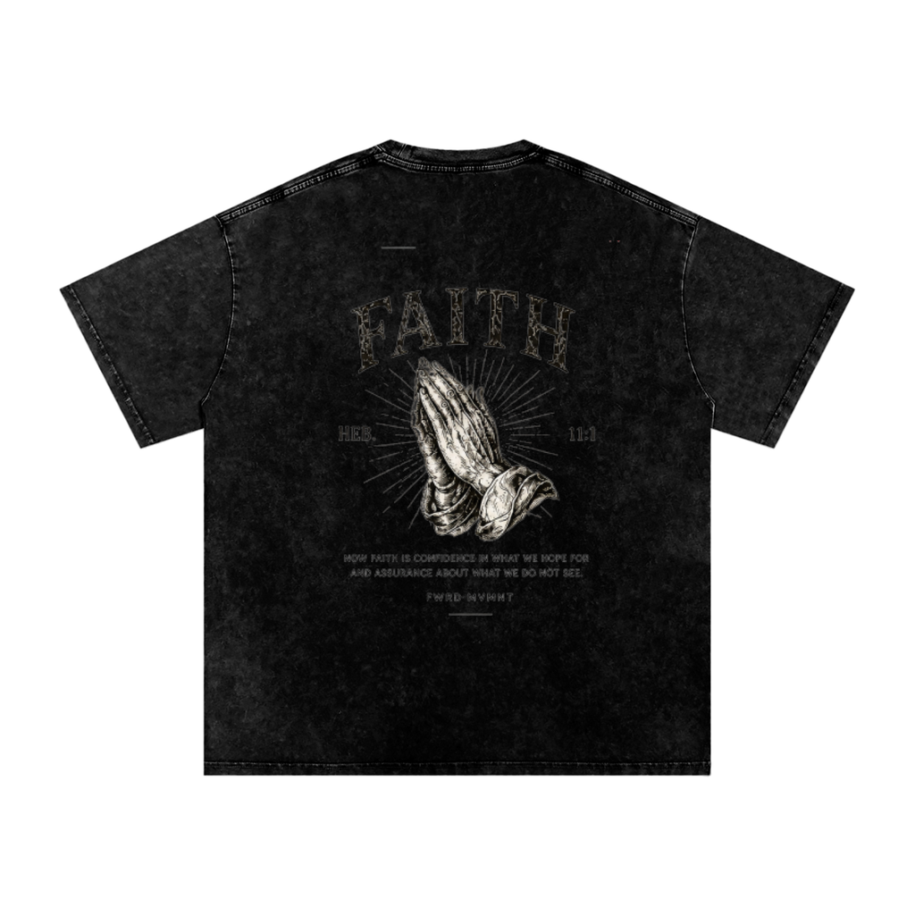 Hebrews 11:1 Snow Washed Oversized Tee
