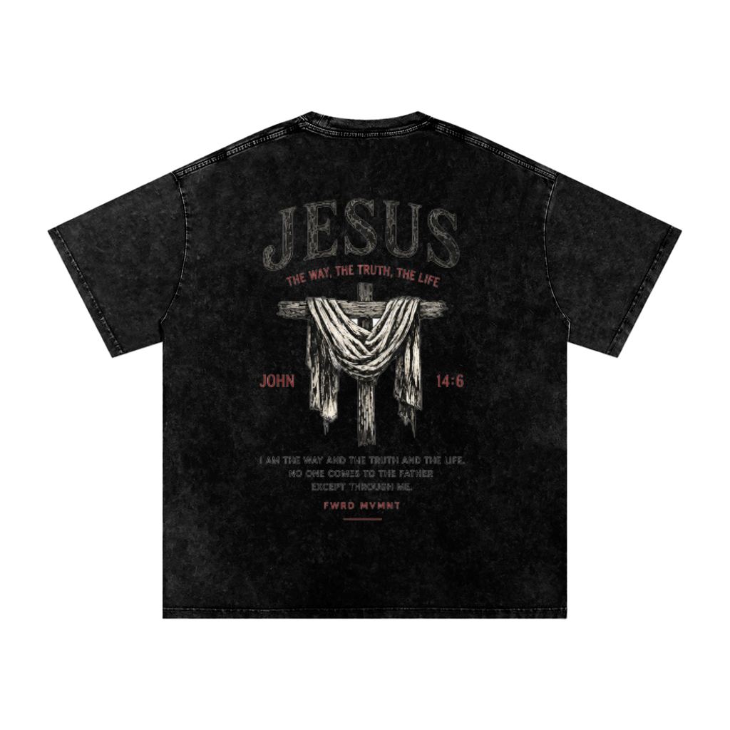 John 14:6 Snow Washed Oversized Tee