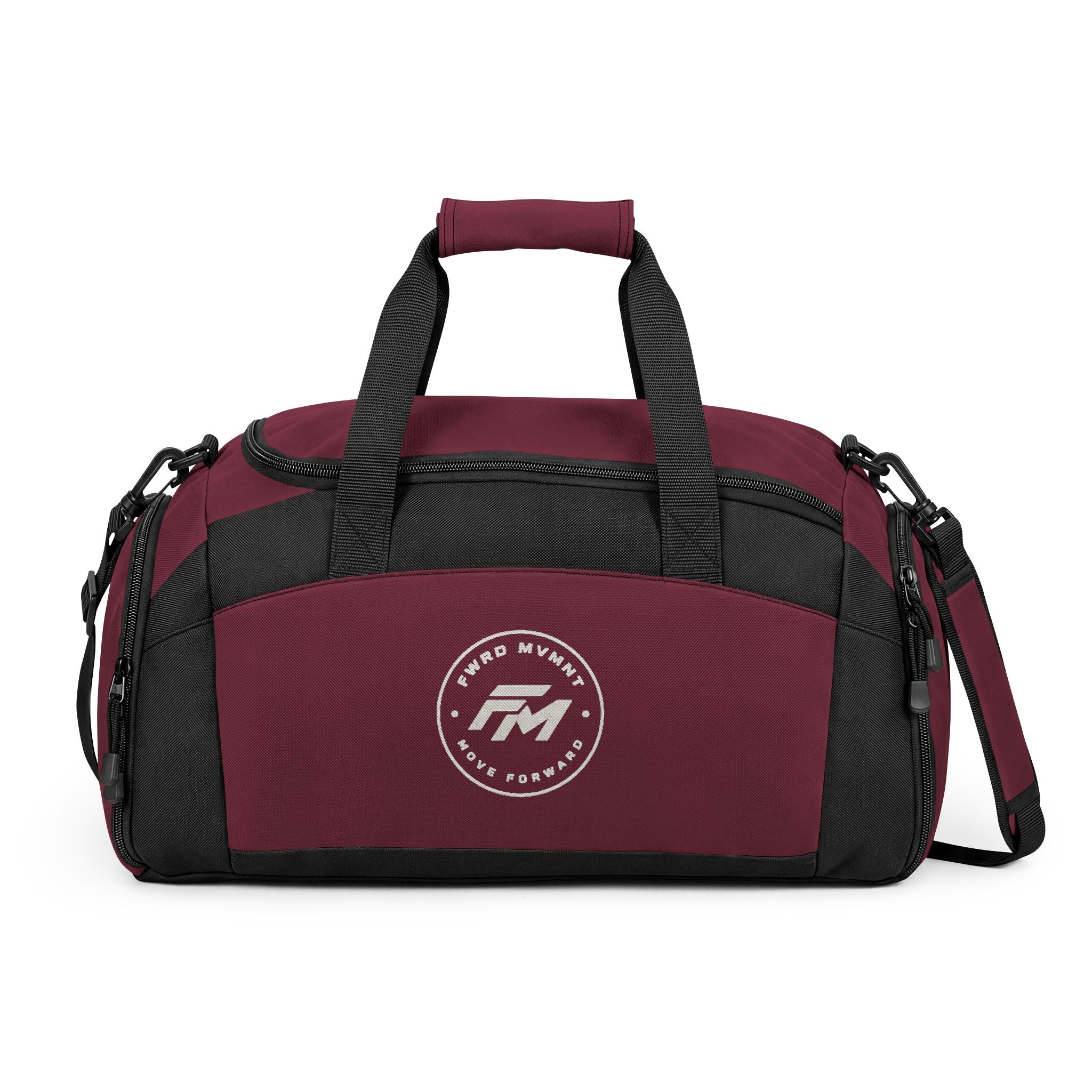 Black Performance Gym Bag — Durable Duffle with Logo Accent