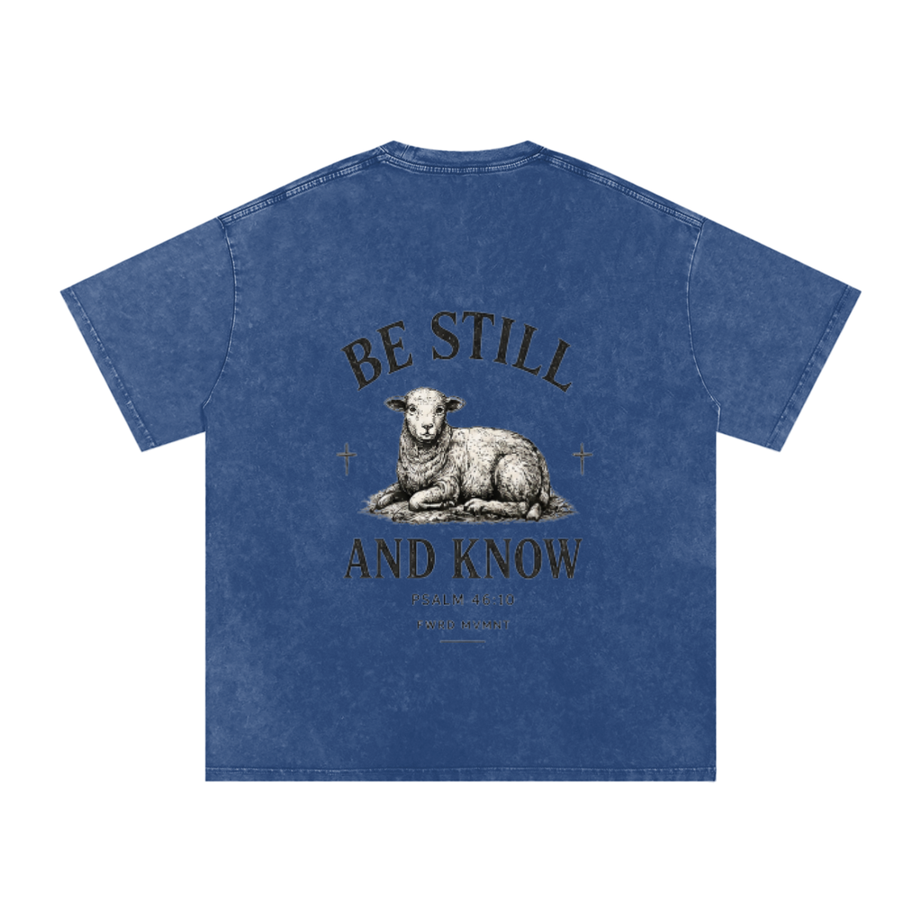 Psalm 46:10 Snow Washed Oversized Tee