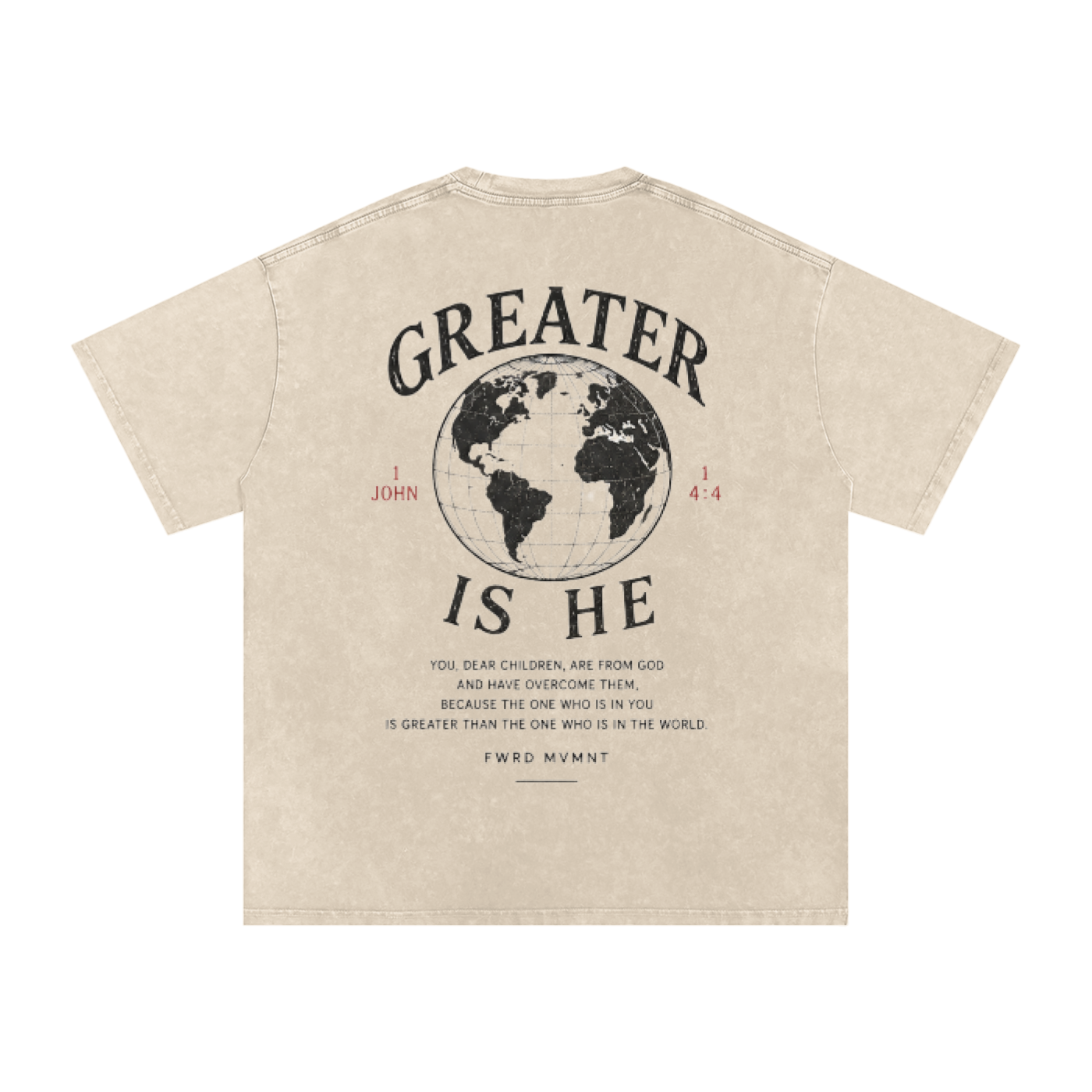 1 John 4:4 Snow Washed Oversized Tee