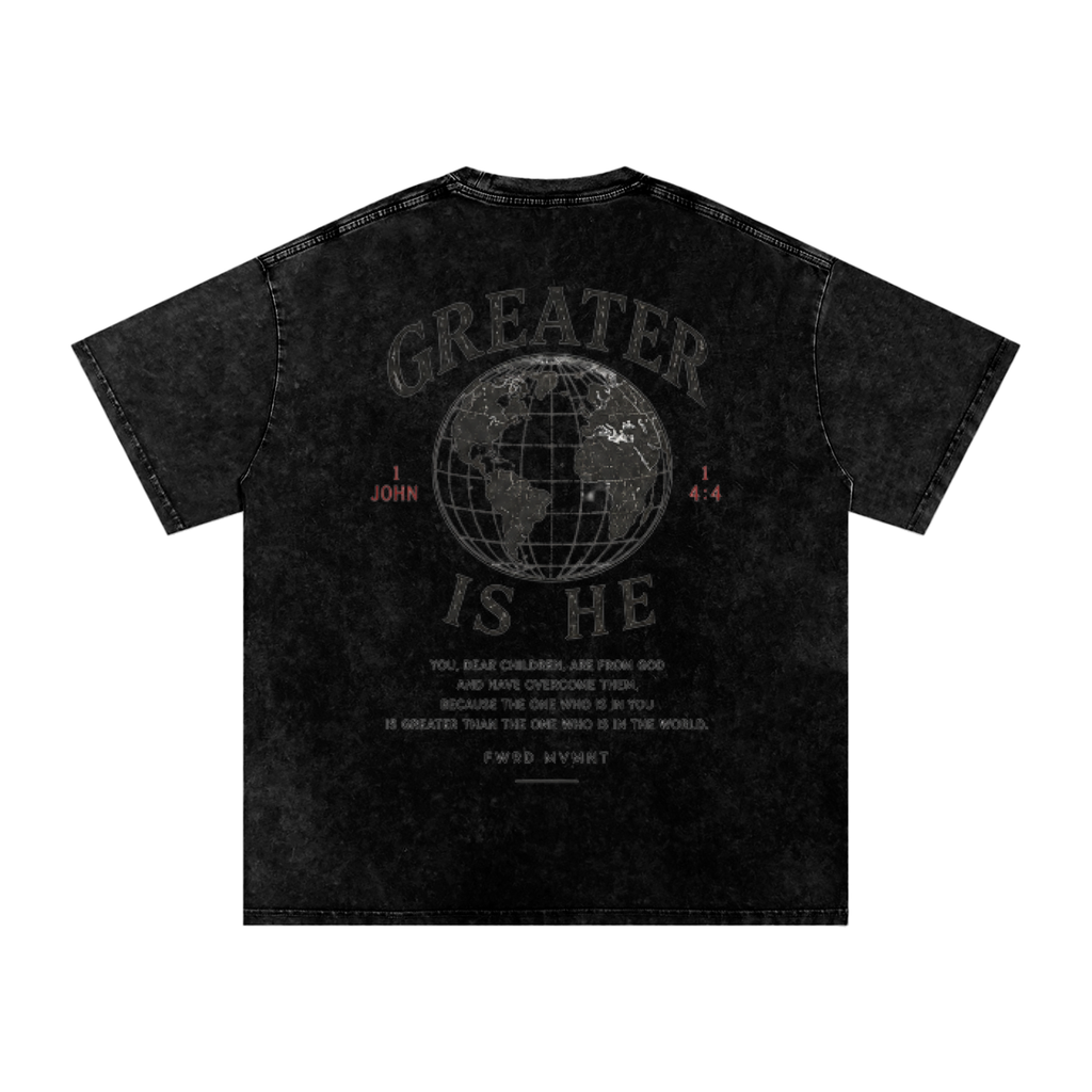 1 John 4:4 Snow Washed Oversized Tee