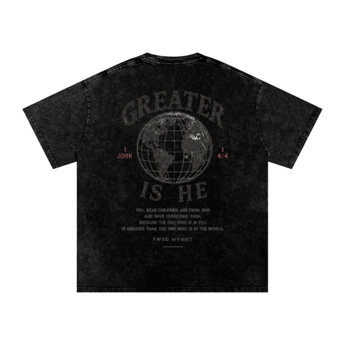 1 John 4:4 Snow Washed Oversized Tee