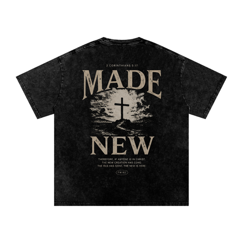 2 Corinthians 5:17 Snow Washed Oversized Tee