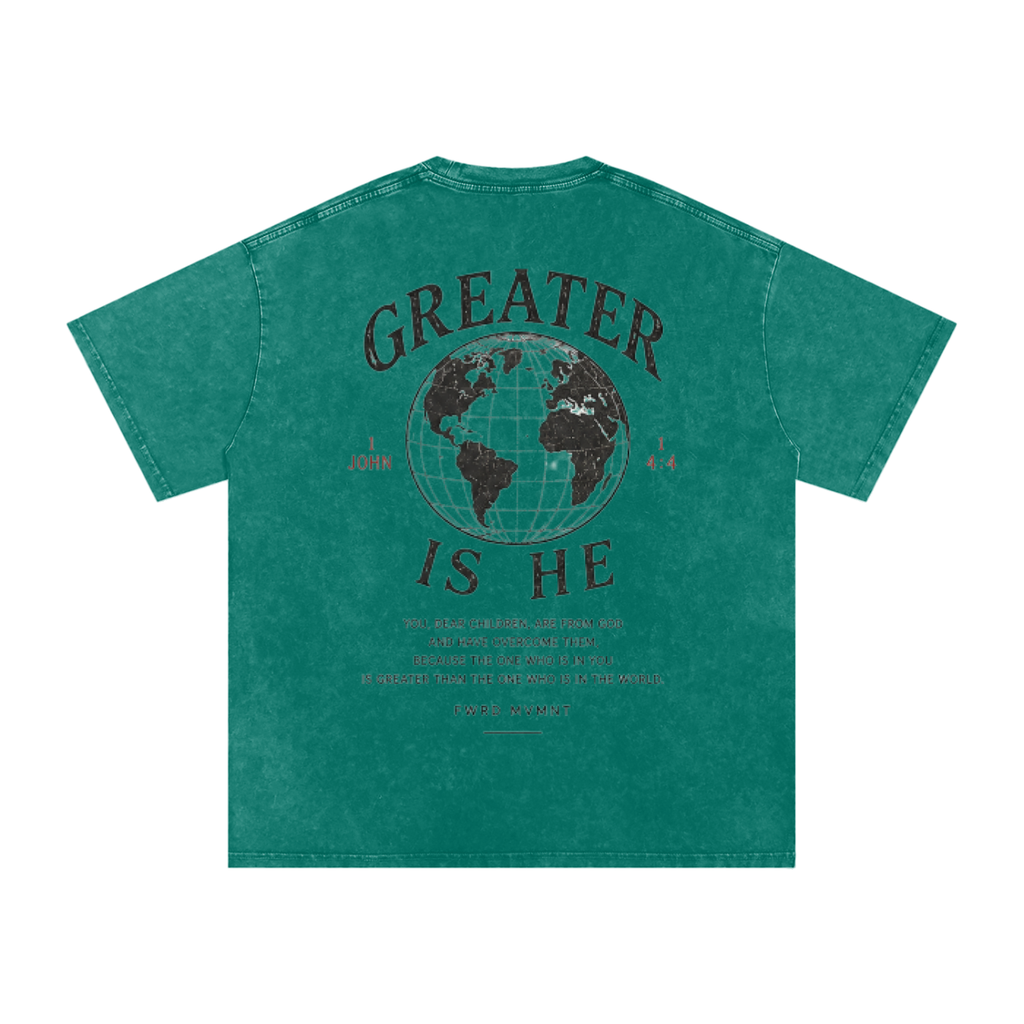 1 John 4:4 Snow Washed Oversized Tee