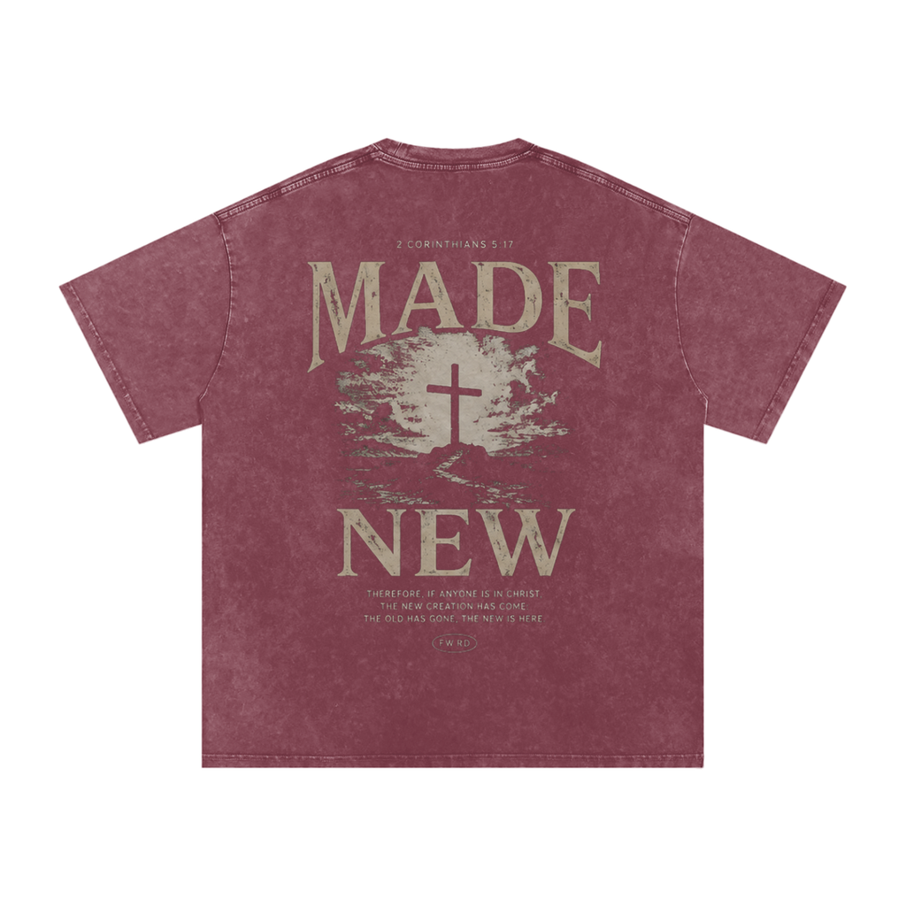 2 Corinthians 5:17 Snow Washed Oversized Tee