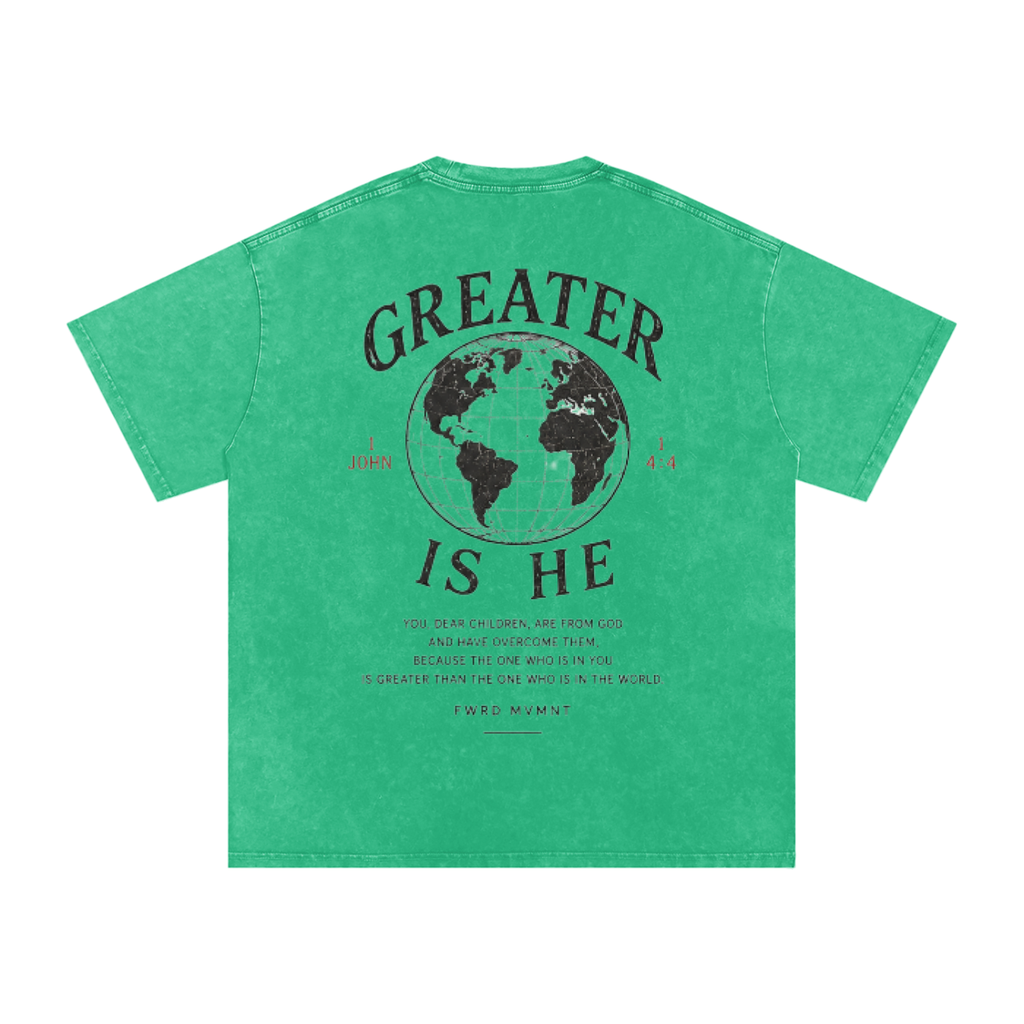 1 John 4:4 Snow Washed Oversized Tee