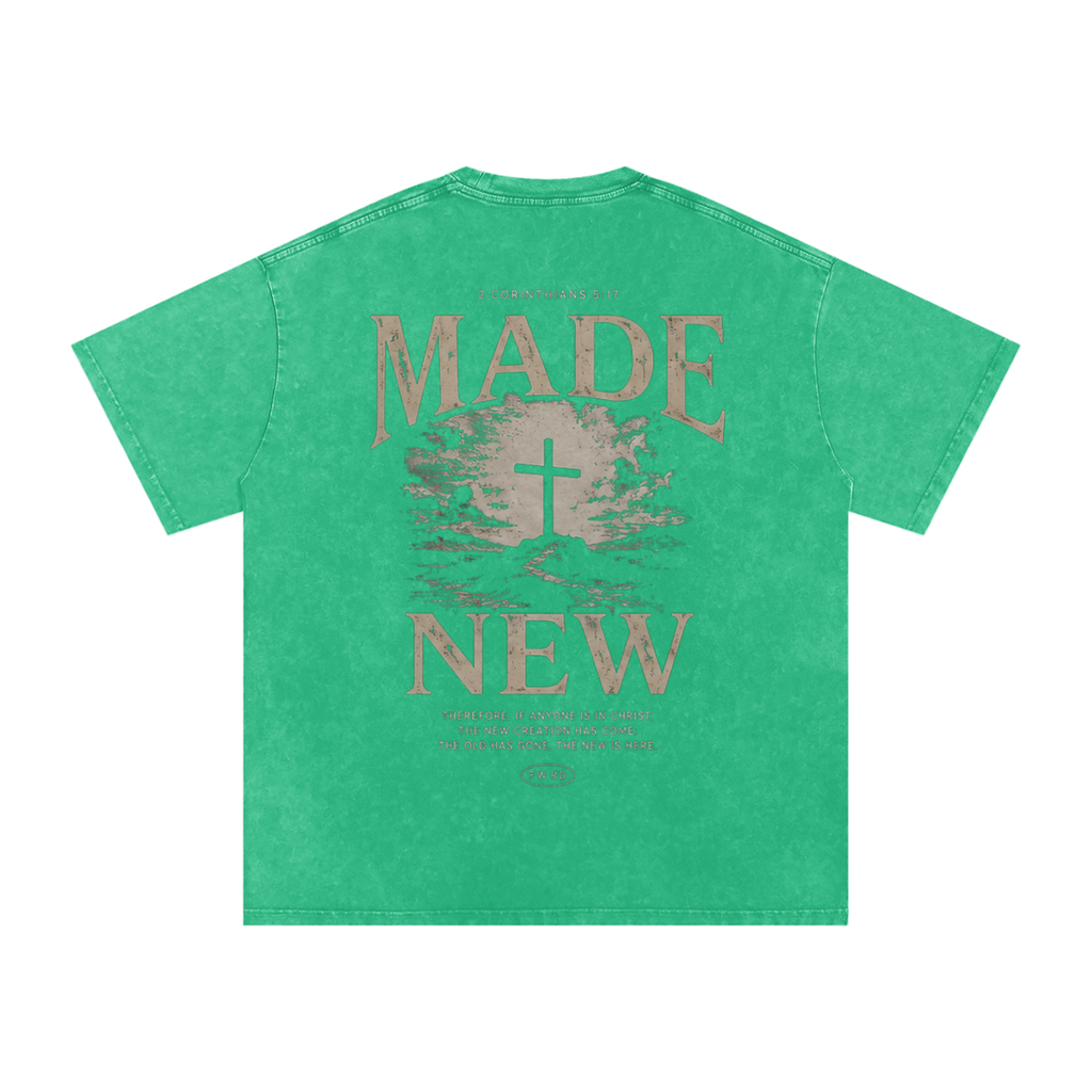2 Corinthians 5:17 Snow Washed Oversized Tee