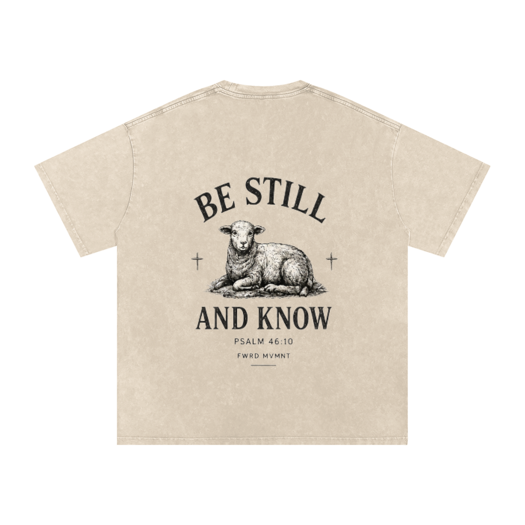 Psalm 46:10 Snow Washed Oversized Tee