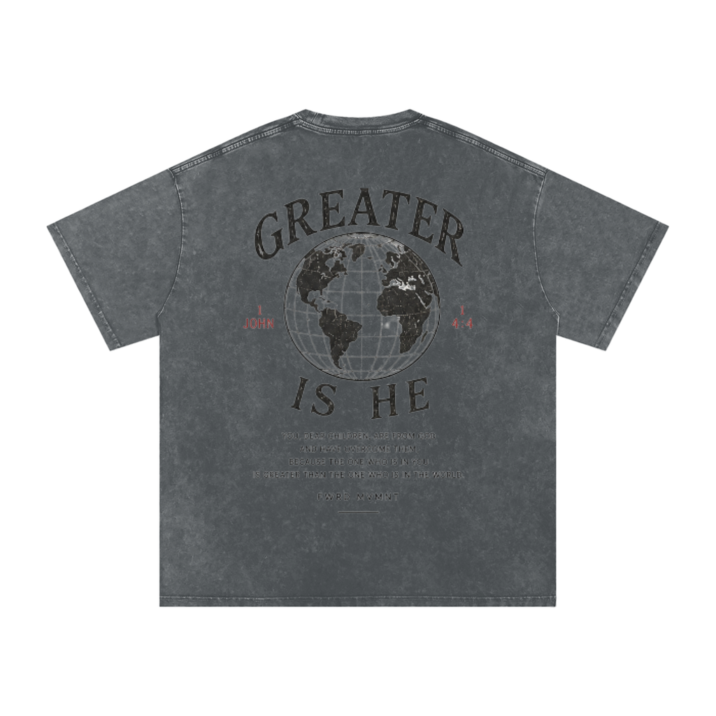 1 John 4:4 Snow Washed Oversized Tee
