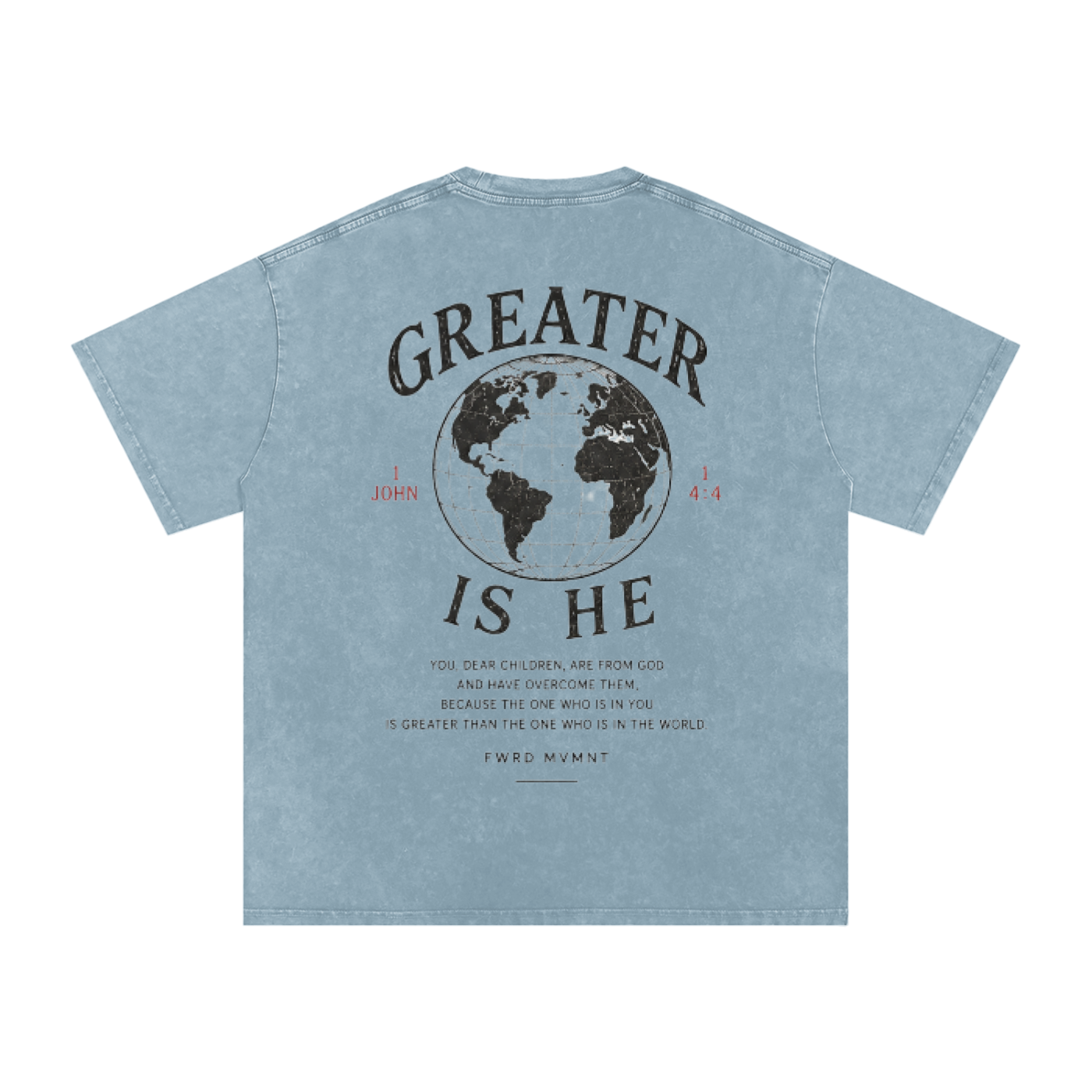 1 John 4:4 Snow Washed Oversized Tee