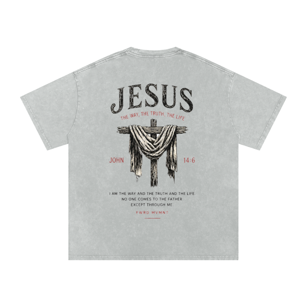 John 14:6 Snow Washed Oversized Tee