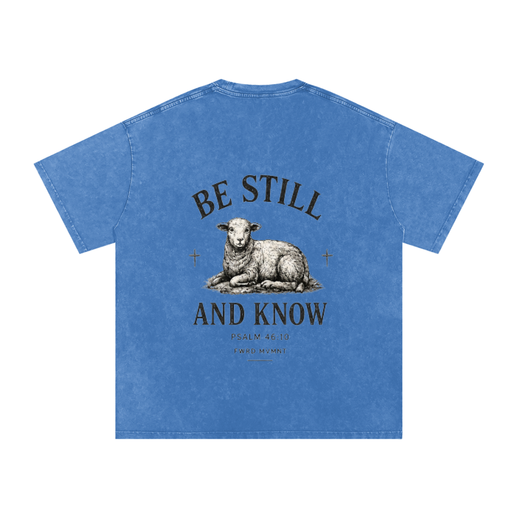 Psalm 46:10 Snow Washed Oversized Tee