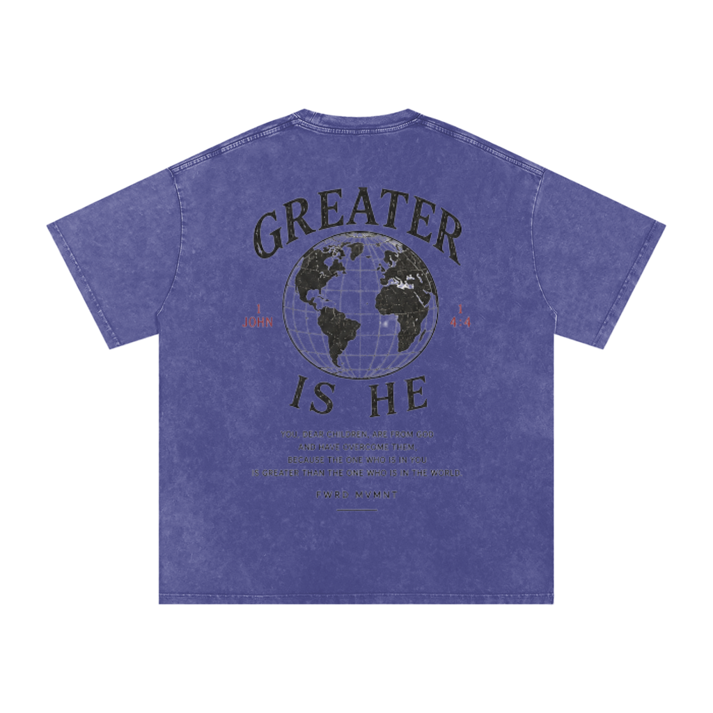 1 John 4:4 Snow Washed Oversized Tee