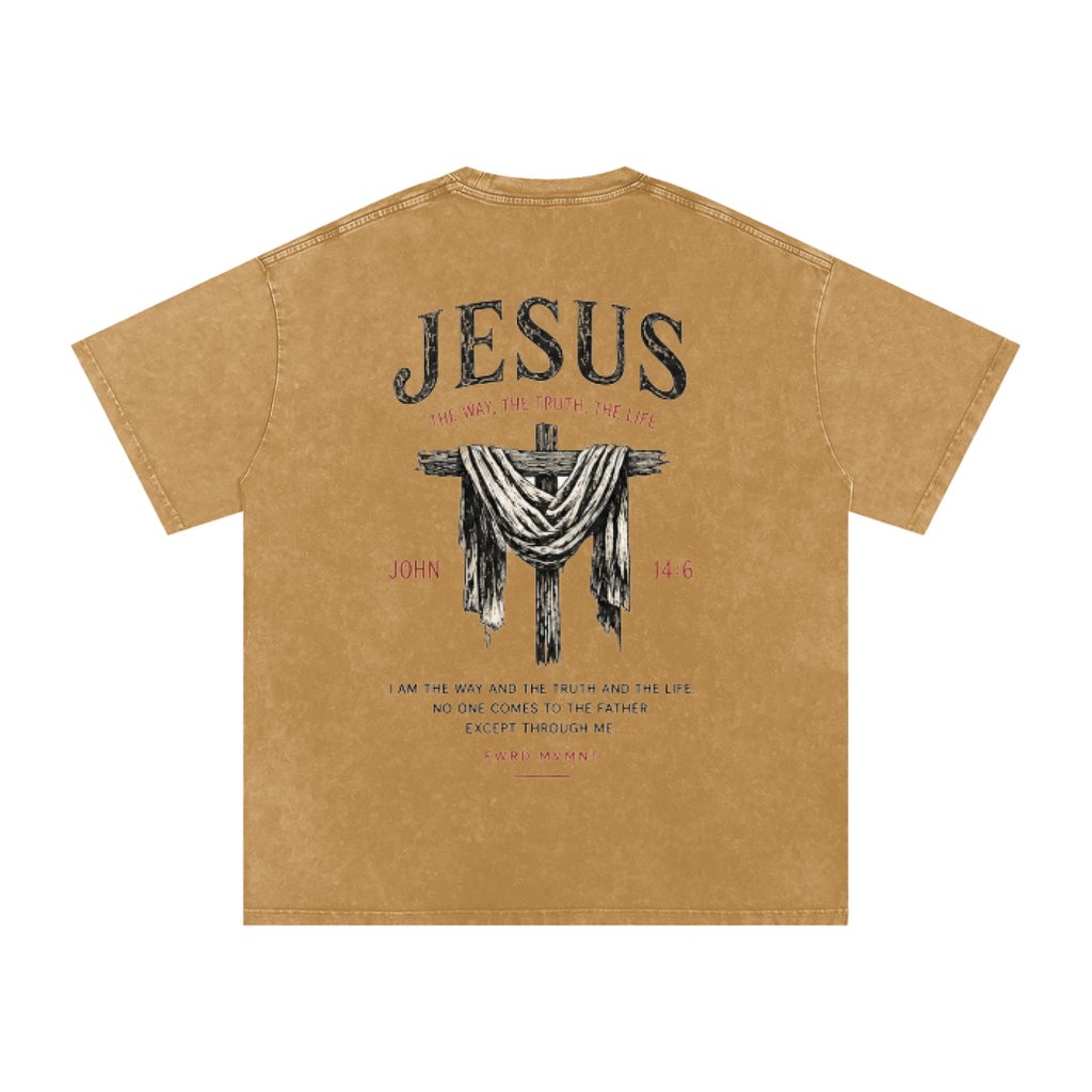 John 14:6 Snow Washed Oversized Tee