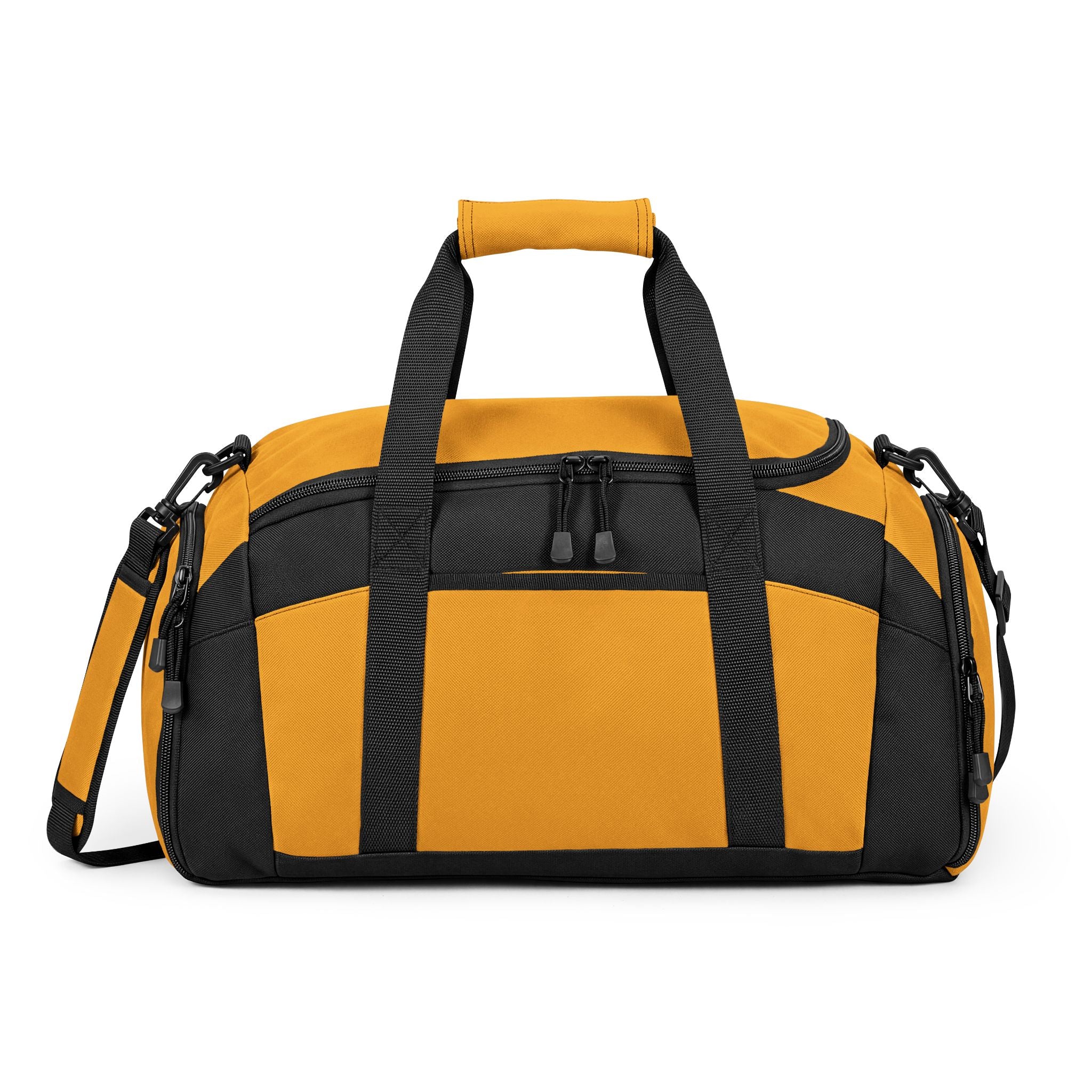 Black Performance Gym Bag — Durable Duffle with Logo Accent