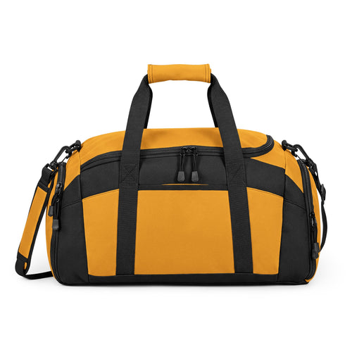 Black Performance Gym Bag — Durable Duffle with Logo Accent