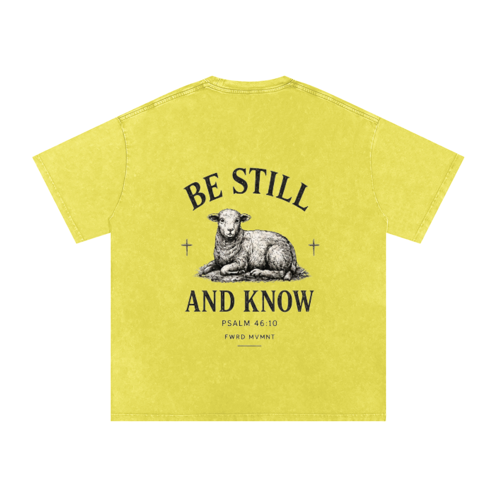 Psalm 46:10 Snow Washed Oversized Tee