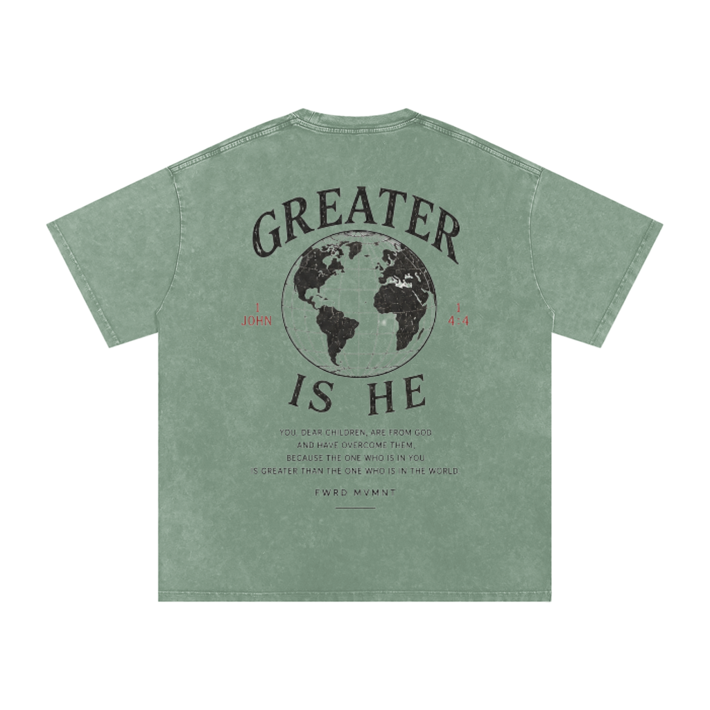 1 John 4:4 Snow Washed Oversized Tee