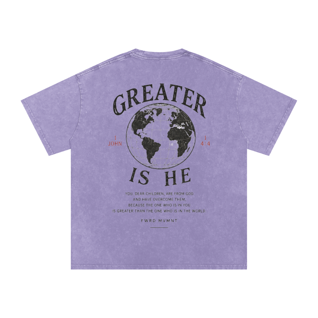 1 John 4:4 Snow Washed Oversized Tee