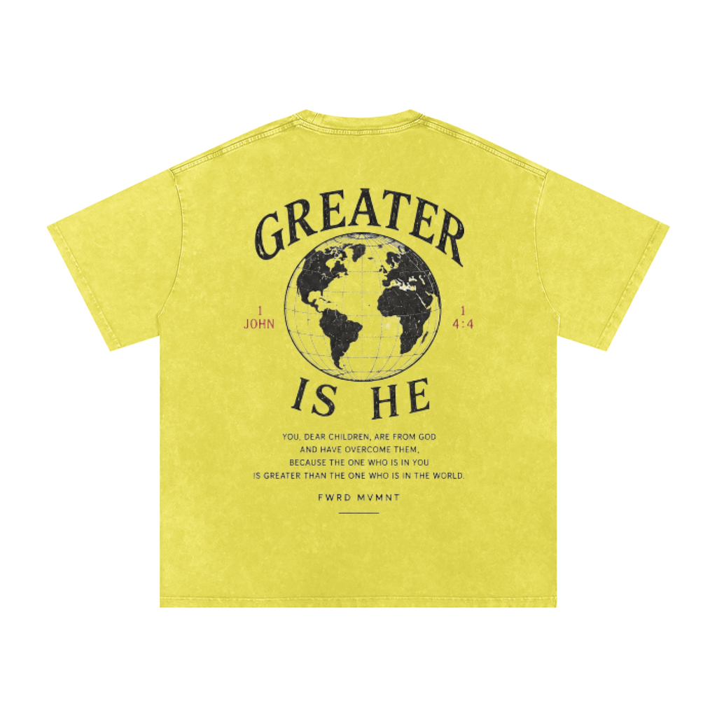 1 John 4:4 Snow Washed Oversized Tee