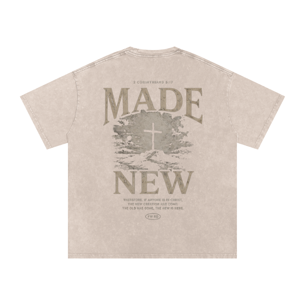 2 Corinthians 5:17 - Snow Washed Oversized Cotton T-Shirt