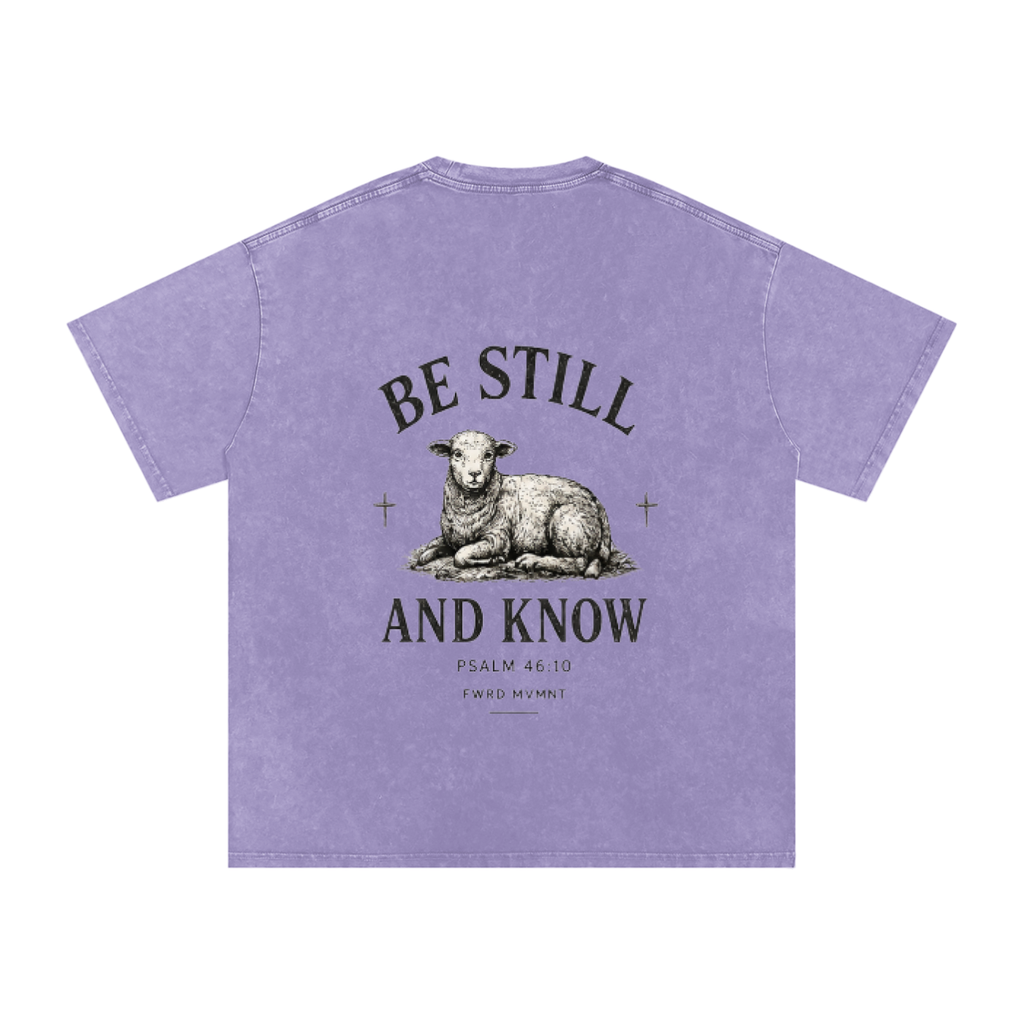 Psalm 46:10 Snow Washed Oversized Tee