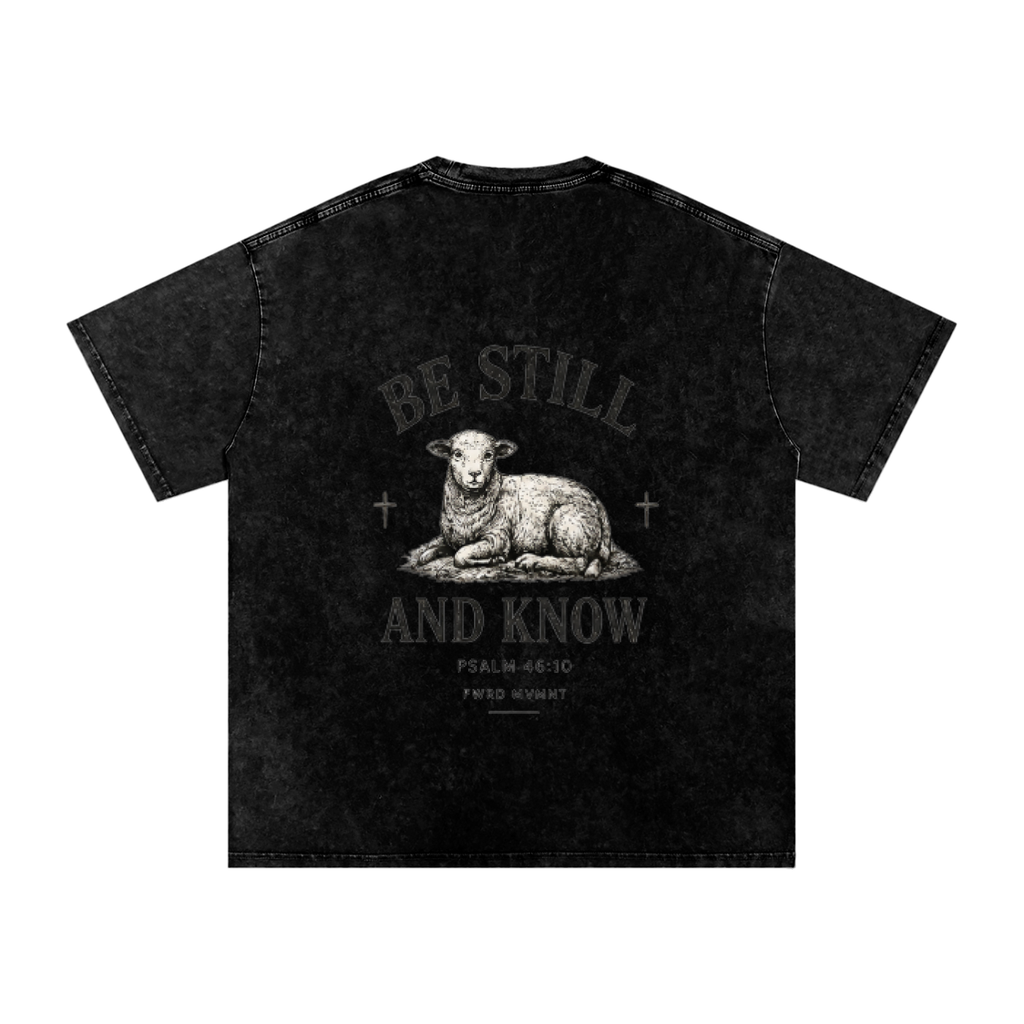 Psalm 46:10 Snow Washed Oversized Tee
