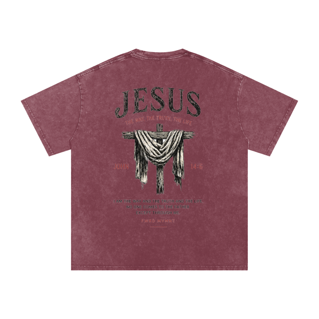 John 14:6 Snow Washed Oversized Tee