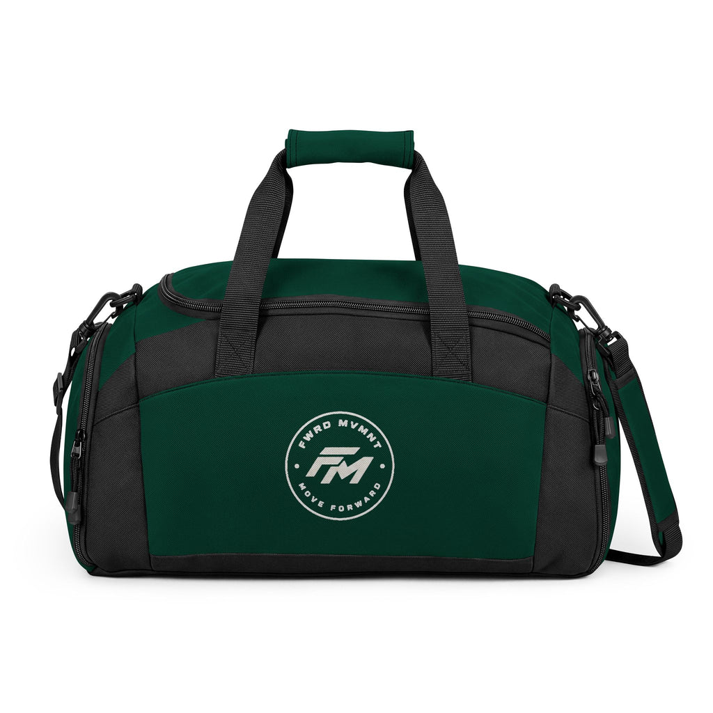 Black Performance Gym Bag — Durable Duffle with Logo Accent