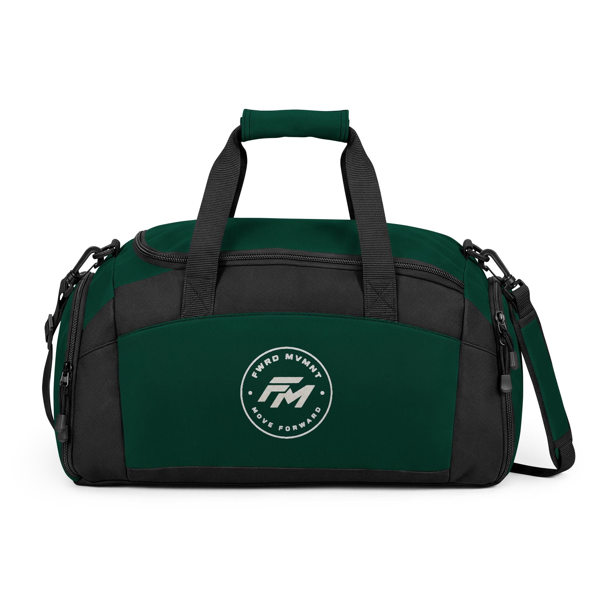 Black Performance Gym Bag — Durable Duffle with Logo Accent