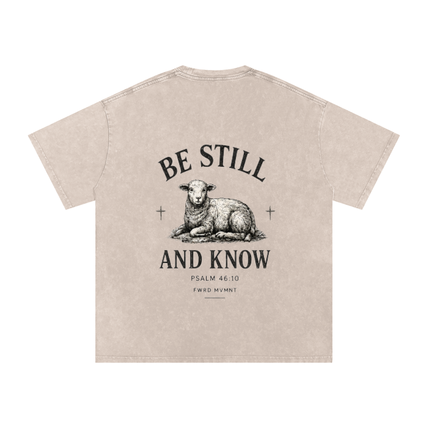 Psalm 46:10 - Snow Washed Oversized Cotton T-Shirt