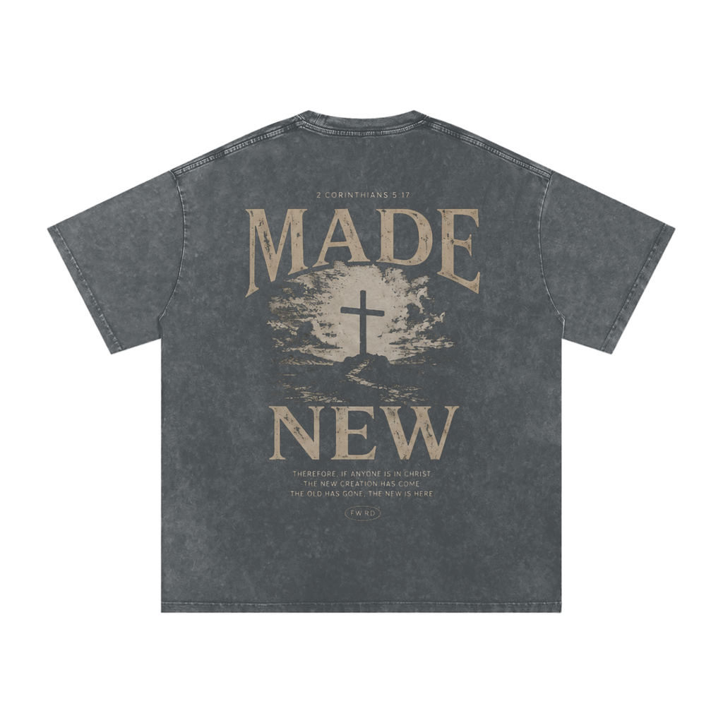 2 Corinthians 5:17 Snow Washed Oversized Tee