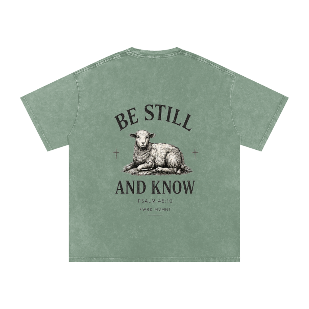 Psalm 46:10 Snow Washed Oversized Tee
