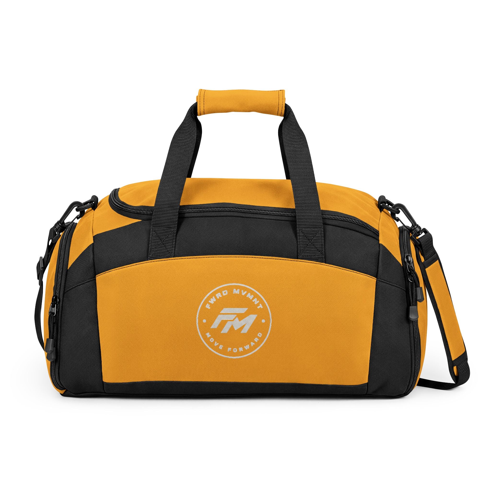 Black Performance Gym Bag — Durable Duffle with Logo Accent