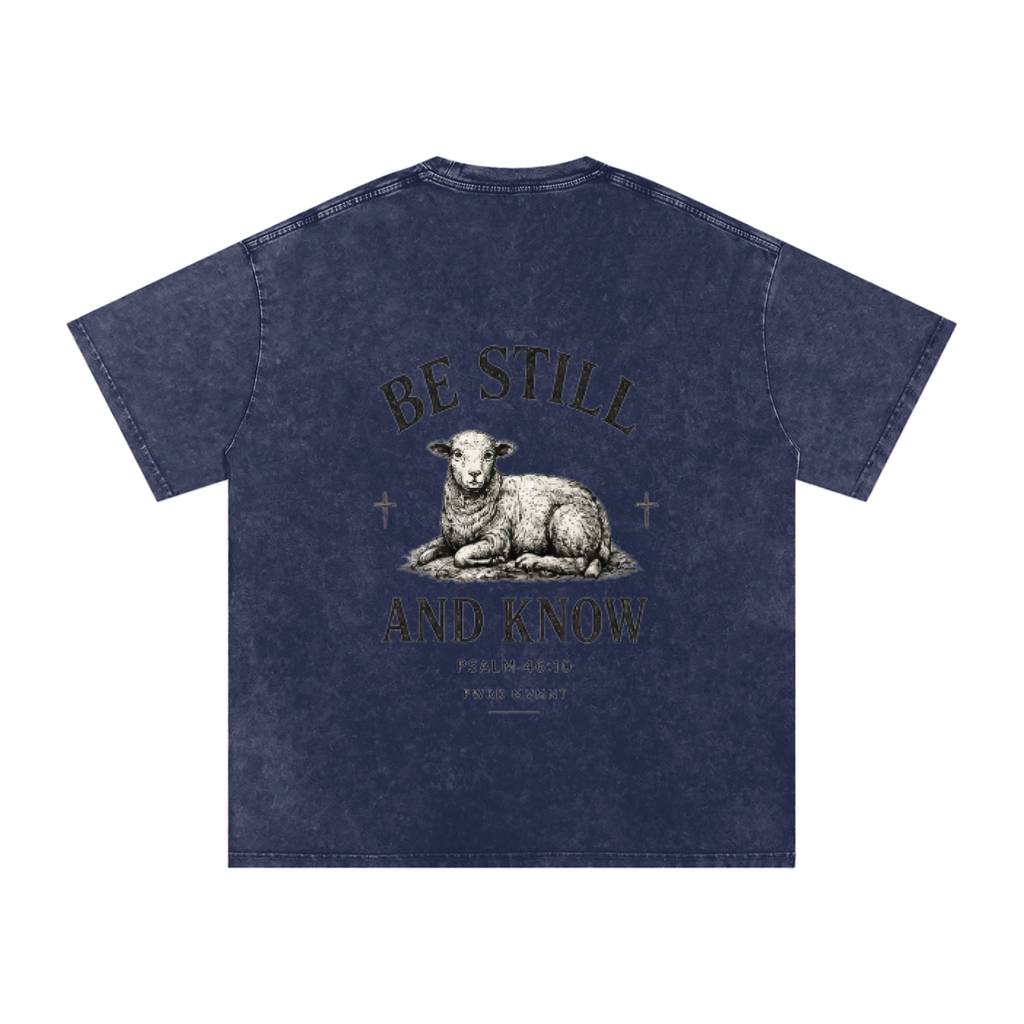 Psalm 46:10 Snow Washed Oversized Tee