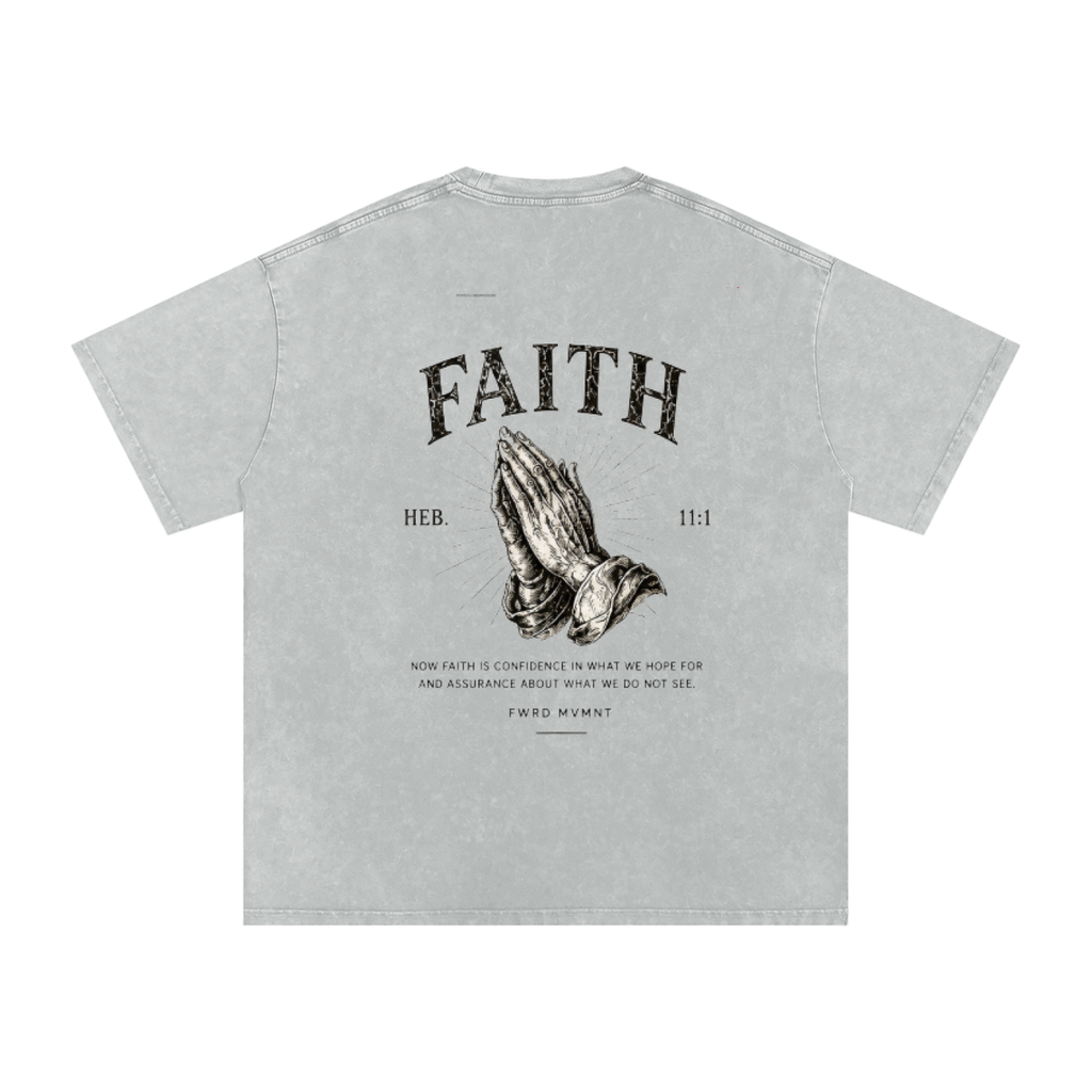 Hebrews 11:1 Snow Washed Oversized Tee