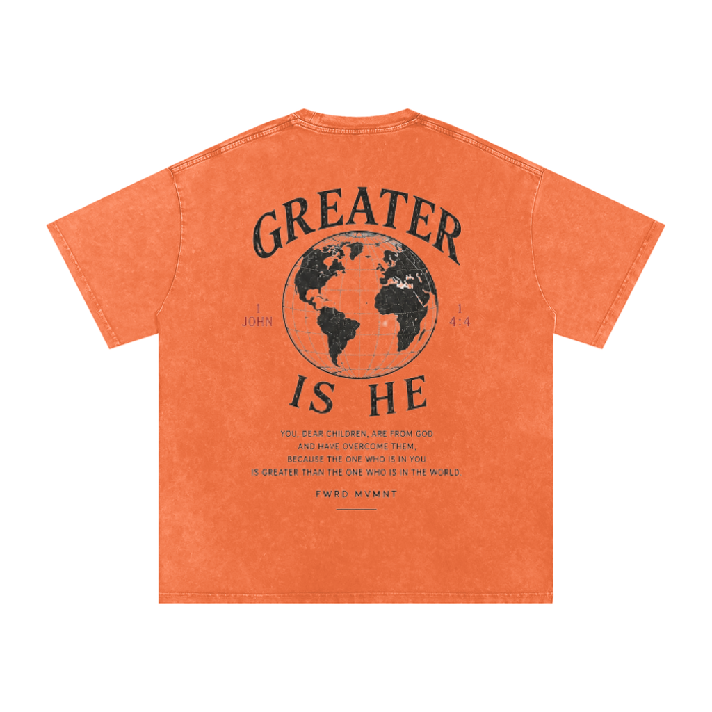1 John 4:4 Snow Washed Oversized Tee
