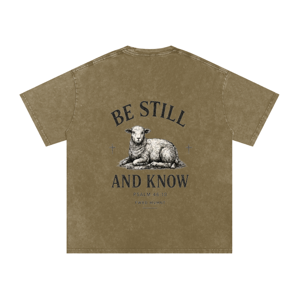 Psalm 46:10 Snow Washed Oversized Tee